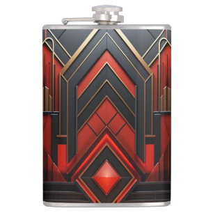Flasques Art Déco élégant or noir rouge