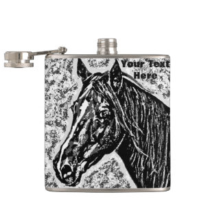 Flasques art équin de portrait noir et blanc de cheval