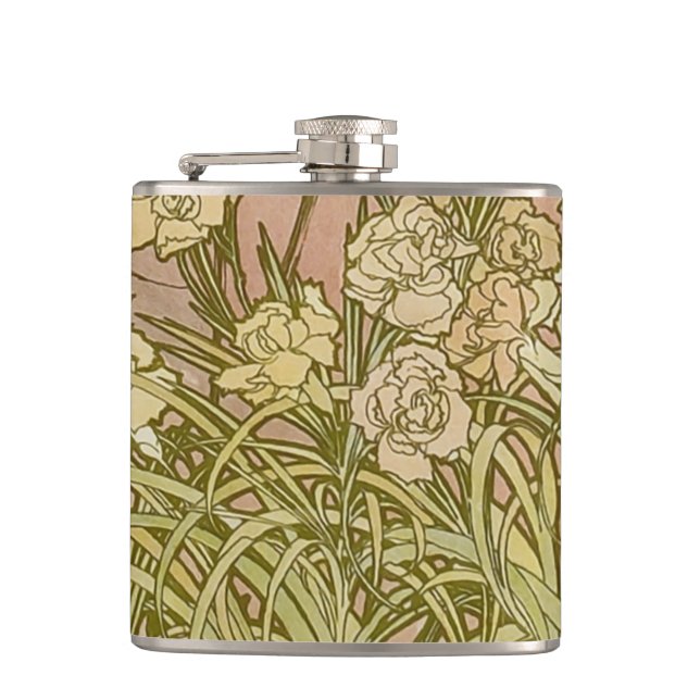 Flasques Art Nouveau Alphonse Mucha Fleurs d'œillet floral (Devant)