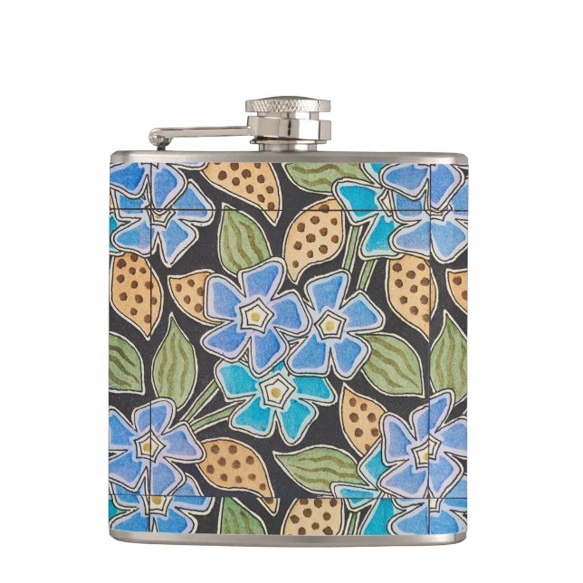 Flasques Art Nouveau Classique Fleur de Bleuet Orné (Devant)