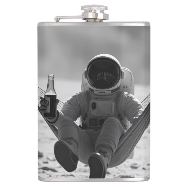 Flasques Astronaute sur la lune avec de la bière (Devant)