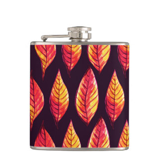 Flasques Automne Laisse Motif En Rouge Foncé Et Jaune