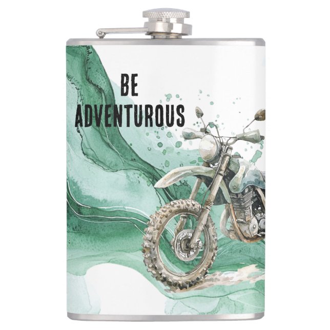Flasques Aventure en moto verte (Devant)