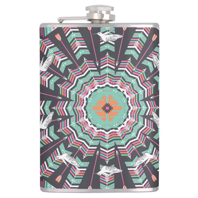 Flasques Aztec géométrique : Motif circulaire coloré (Devant)