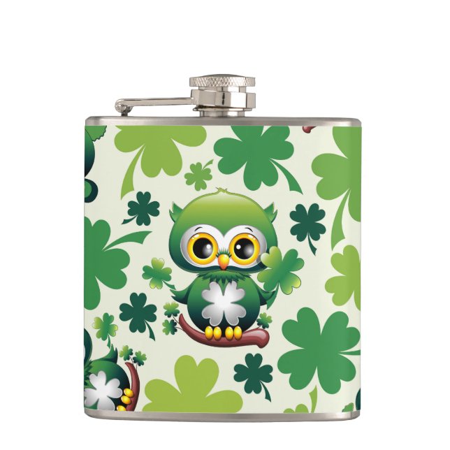 Flasques Baby Owl Cute St Patrick Cartoon (Devant)