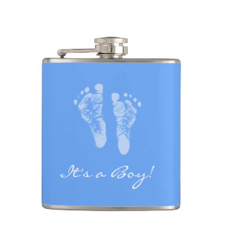 Flasques Baby shower mignon ses empreintes de pas d'un bébé