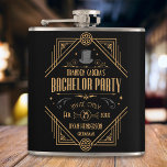 Flasques Bachelor Party | Black & Gold Art Deco Speakeasy<br><div class="desc">Célébrez avec vos gars en style avec ces flacons personnalisés de style art déco noir et or. Les éléments en or personnalisables donnent une ambiance des années 1920, parfait pour votre voyage à Vegas, soirée casino, ou la fête parlent de style simple! ・ Vous cherchez quelque chose d'un peu différent?...</div>