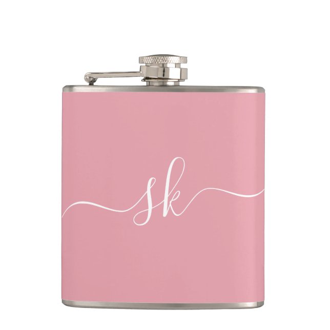 Flasques Bachelorette Personnalisée Monogramme Rose Vive (Devant)