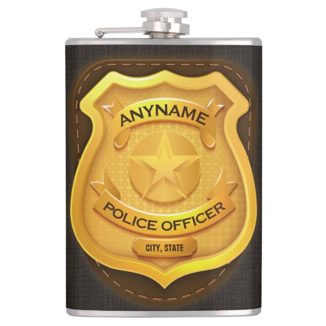 Flasques Badge de nom d'agent de police personnalisé (Devant)
