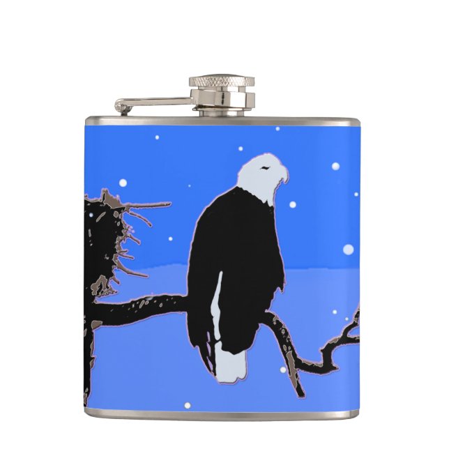 Flasques Bald Eagle en hiver - Art original de la faune (Devant)