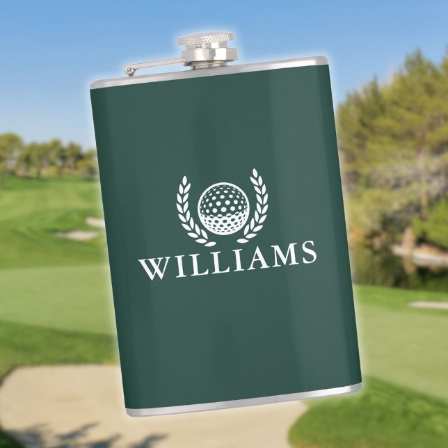 Flasques Balle de golf à monogramme personnalisé vert émera (Emerald Green Custom Name Monogram Golf Ball Flask)