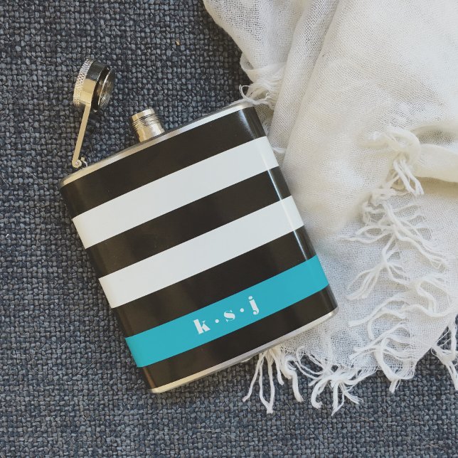 Flasques Bande moderne noire, crème et turquoise (Créateur téléchargé)