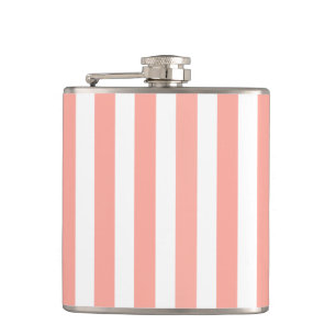 Flasques Bandes de bonbons corail et blanc