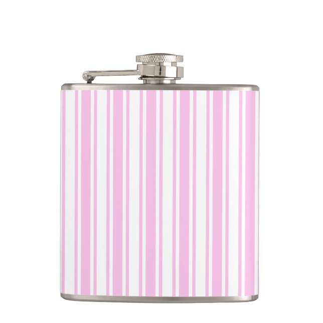 Flasques Bandes de bonbons rose clair et blanc (Devant)