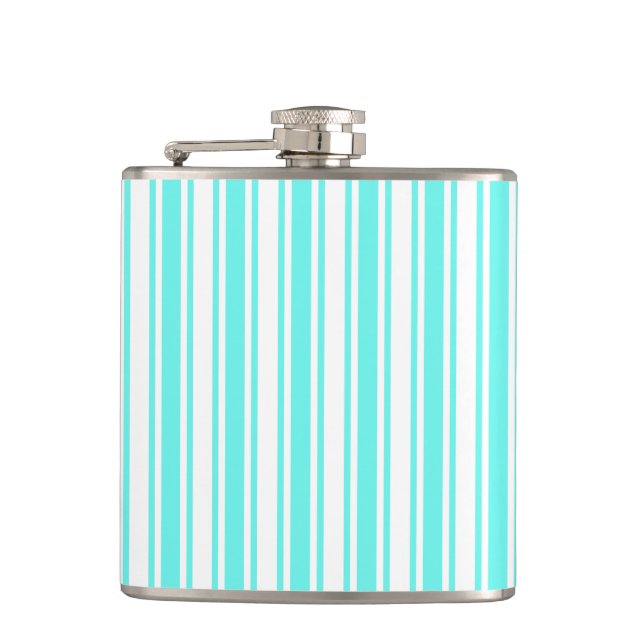 Flasques Bandes de bonbons turquoise et blanche (Devant)