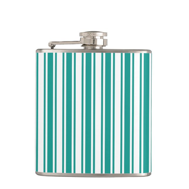 Flasques Bandes de bonbons turquoises et blanches (Devant)