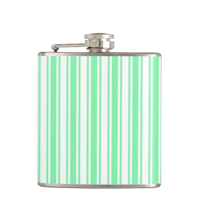 Flasques Bandes de bonbons vert et blanc pastel (Devant)
