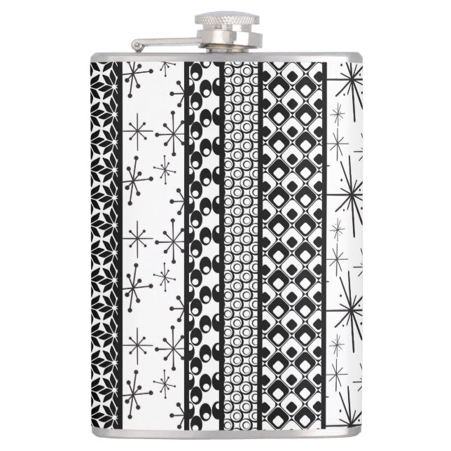 Flasques Bandes de Motifs rétro noir et blanc 1 (Devant)
