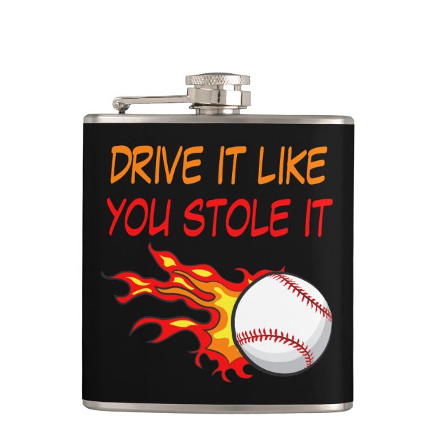 Flasques Baseball Brûlant dans les Flammes avec Citation Dr (Devant)