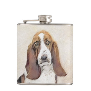 Flasques Basset Hound Peinture - Cute Original Chien Art