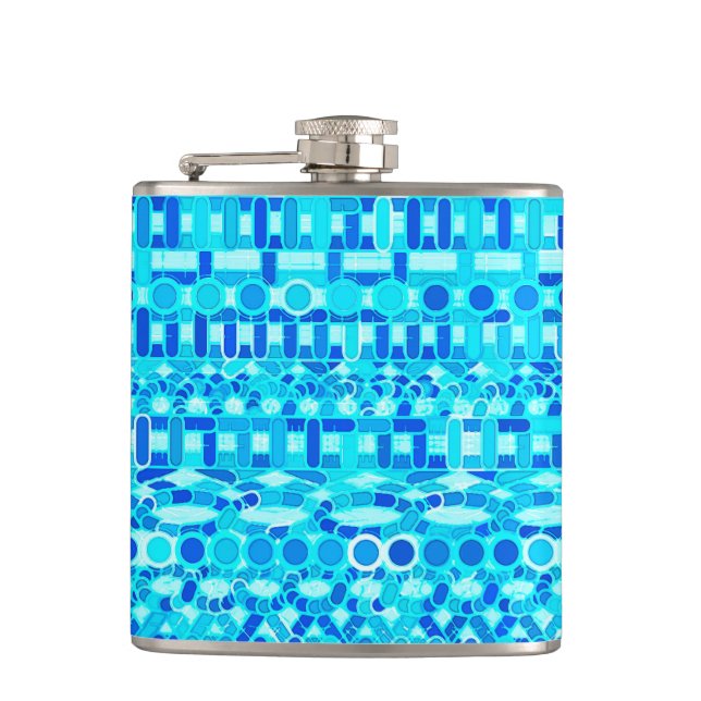 Flasques Batik tribal - bleu turquoise, aqua et cobalt (Devant)