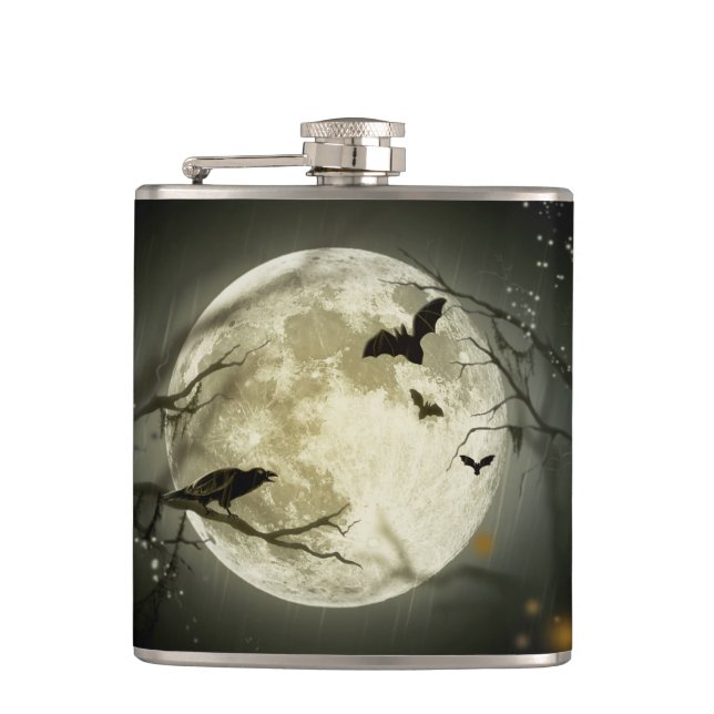 Flasques Bats fly Crow se trouve devant la Pleine lune d'Ha (Devant)