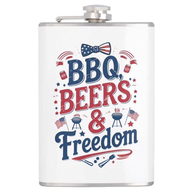 Flasques BBQ, Beers & Freedom – Retro 4th of July Vibes (Devant)