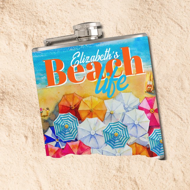 Flasques Beach Life (Beach life flask, personalize for yourself or give as a gift.)