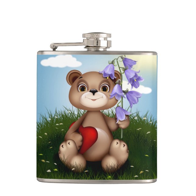 Flasques Bear Holding Bouquet Flower-30926 (Devant)