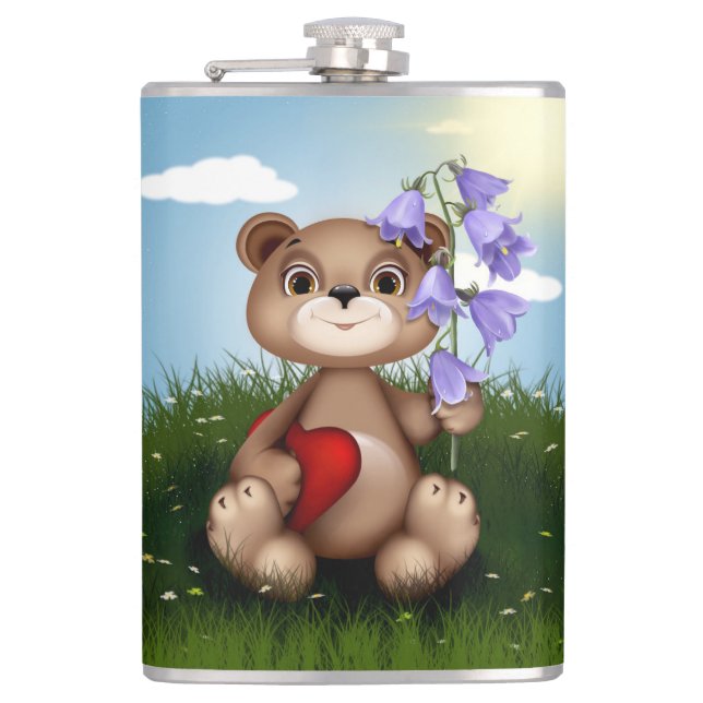 Flasques Bear Holding Bouquet Flower-30926 (Devant)
