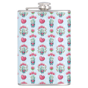 Flasques Beau Floral Mason Jar Hearts Motif
