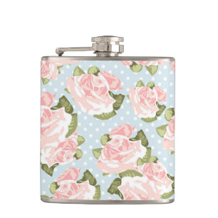Flasques Beau motif de rose avec le pois bleu