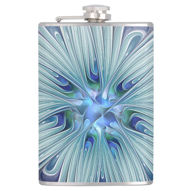 Flasques Beauté florale Abstraite moderne Blue Pastel Flowe (Devant)