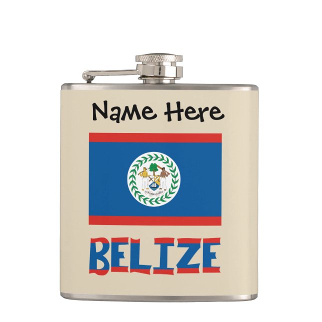 Flasques Belize Drapeau Bélizien Personnalisé (Devant)