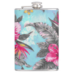 Flasques Belle aquarelle tropicale à peinture florale