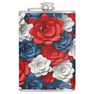 Flasques Belle Fleur Rouge Blanc Bleu Jardin Floral USA
