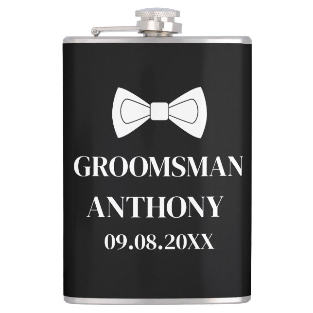Flasques Best Man Black Elegant Simple Cadeaux Mariage (Devant)