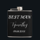Flasques Best Man Black Elegant Simple Cadeaux Mariage<br><div class="desc">Flacon homme moderne,  élégant,  masculin,  noir et blanc. Parfait pour les faveurs de mariage. Vous pouvez le personnaliser avec votre nom et votre date.</div>