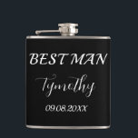 Flasques Best Man Black Elegant Simple Cadeaux Mariage<br><div class="desc">Flacon homme moderne,  élégant,  masculin,  noir et blanc. Parfait pour les faveurs de mariage. Vous pouvez le personnaliser avec votre nom et votre date.</div>