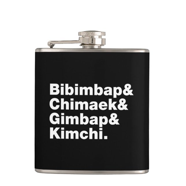 Flasques Bibimbap & Chimaek & Gimbap & Kimchi. Aliments cor (Devant)