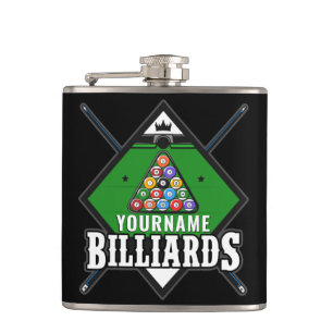 Flasques Billard personnalisé NOM Cue Rack Pool Room