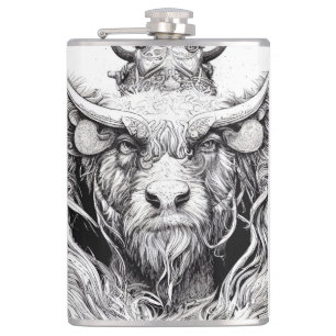 Flasques Bison Buffalo Animal Wild Nature Ligne d'illustrat