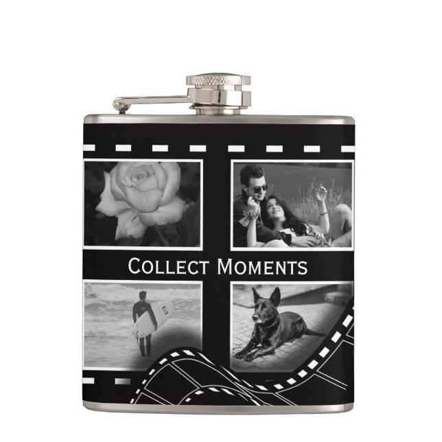 Flasques Black and White Film Reel Custom Photo (Devant)