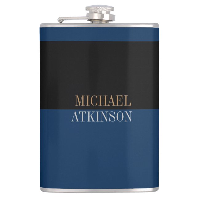Flasques Black Blue Bold Texte tendance Style Votre nom (Devant)