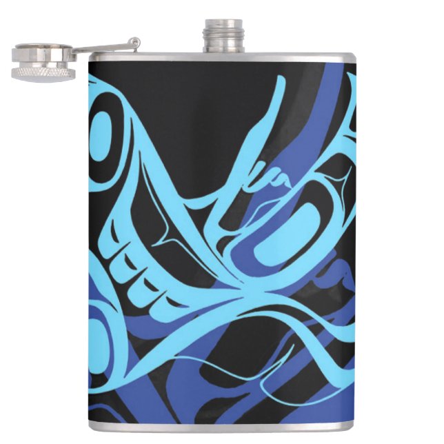 Flasques Black Blue Haida Eagle Thunder Bird Art autochtone (Ouvert)