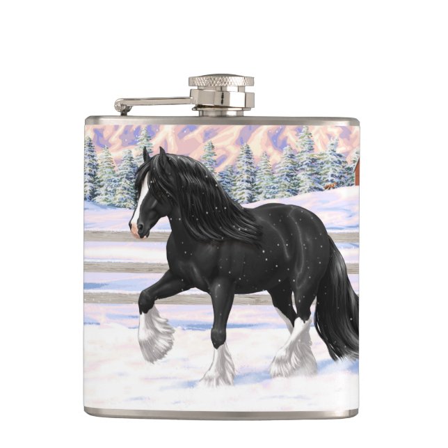 Flasques Black Gypsy Vanner Irlandais Cob Brouillon Cheval  (Devant)