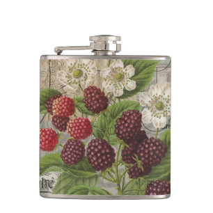 Flasques Blackberries Floral Garden Flower Papillon Art
