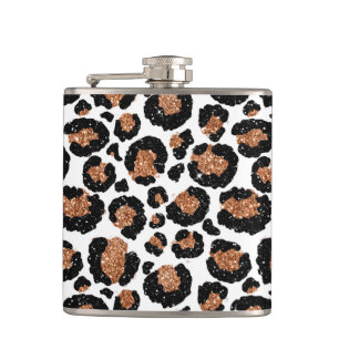 Flasques Blanc et guépard de feuille d'or - motif de