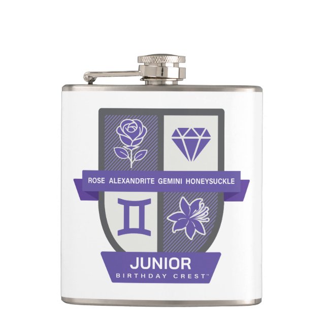 Flasques Blason d'anniversaire Gémeaux™ pour le 1er-21 juin (Devant)