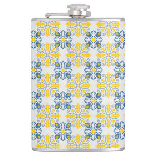 Flasques Bleu et jaune joli carrelage portugais motif